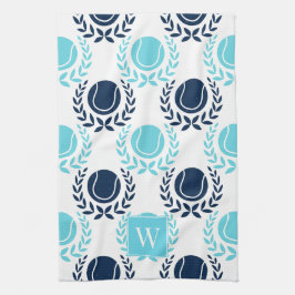Preppy Tennis Laurel Wreath - Navy & Turquoise Geschirrtuch