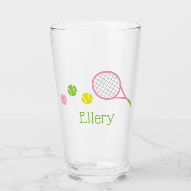 Preppy Tennis Personalisiert Glass Tumbler (Vorderseite)
