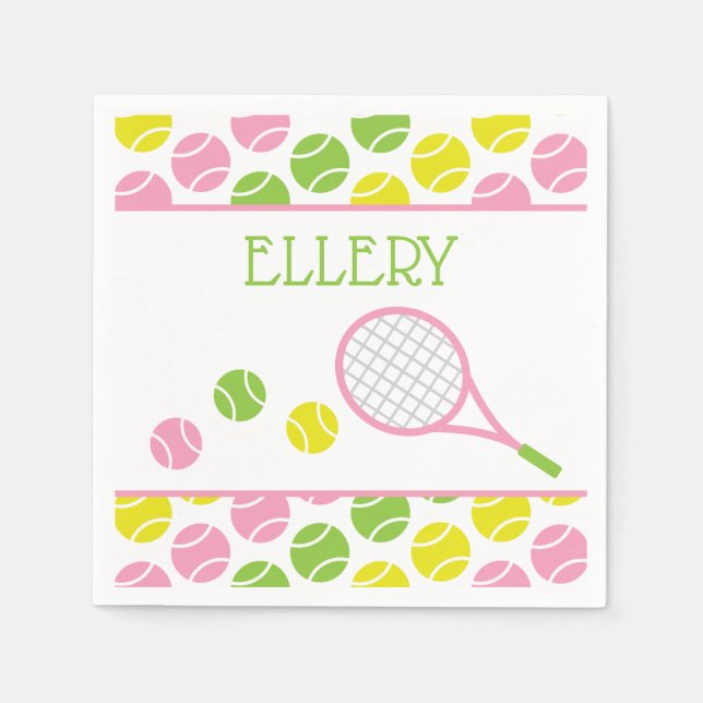 Preppy Tennis Personalisiert Party Napkins Serviette (Vorderseite)