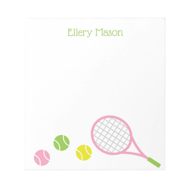 Preppy Tennis Personalized Notepad Notizblock (Vorderseite)