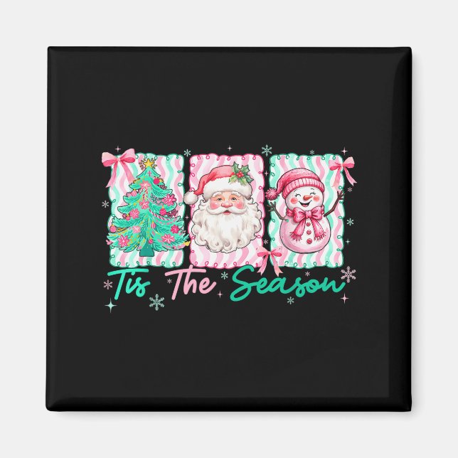 Preppy Tis The Season Santa Snowman Merry Christma Magnet (Vorne)