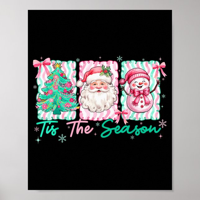 Preppy Tis The Season Santa Snowman Merry Christma Poster (Vorne)