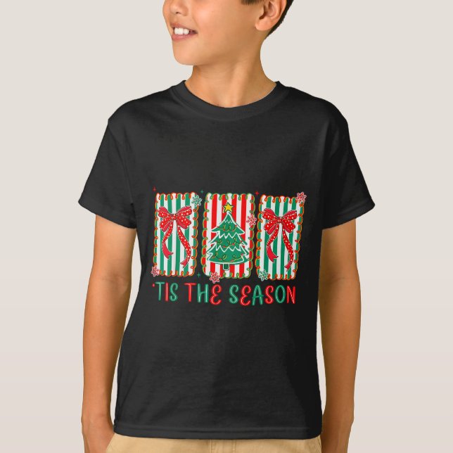 Preppy Tis The Season Xmas Tree Coquette Bow Chris T-Shirt (Vorderseite)