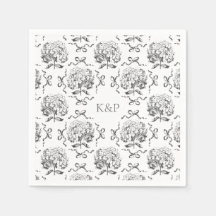 Preppy Toile Hydrangea Bow mit Namen Serviette