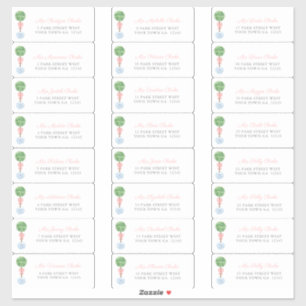Preppy Topiary Girl Baptisgast Address Labels