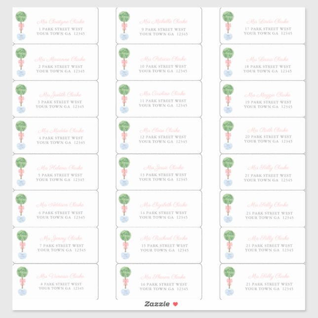 Preppy Topiary Girl Baptisgast Address Labels (Blatt)