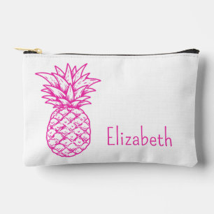 Preppy Tropenrosa Ananas Personalisiert Zubehörtasche