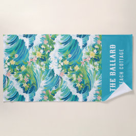 Preppy Tropical Beach Waves | Beach House Strandtuch