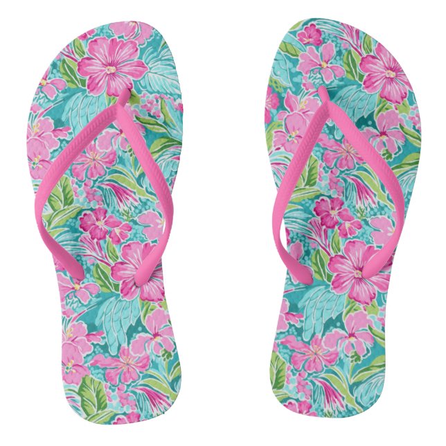 Preppy Tropical Hibisken Blume Flip Flops (Fußbett)