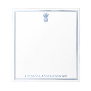 Preppy Tropical Navy Blue Ananas Personalisiert Notizblock