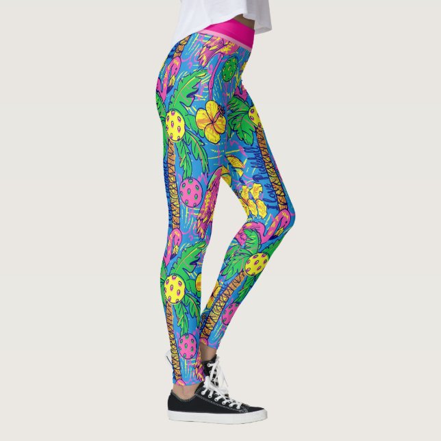 Preppy Tropical Pickleballs mit Flamingo Leggings (Rechts)