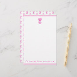 Preppy Tropical Pink Pineapa Personalisiert Briefpapier