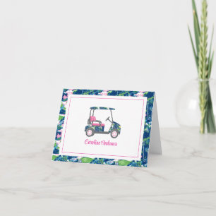 Preppy Tropical Turtles Palm Beach Golf Cart Dankeskarte