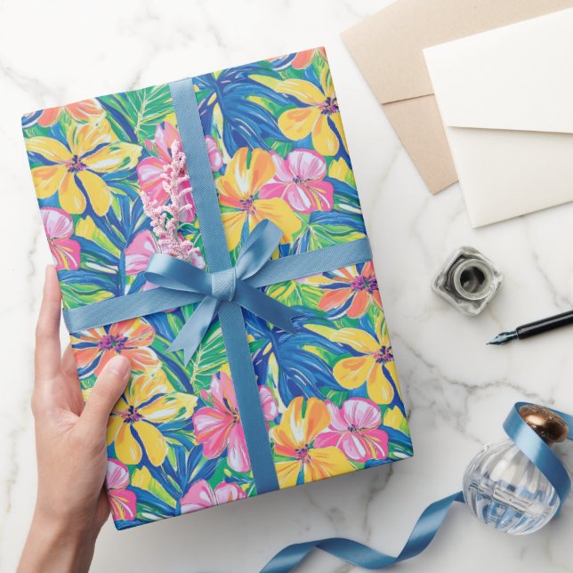 Preppy Tropical Wrapping Paper Geschenkpapier (Schenken)