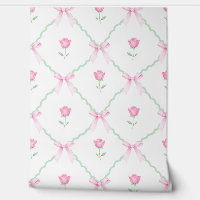 Preppy Tulip Pink Bows Scallop Grandmillennial