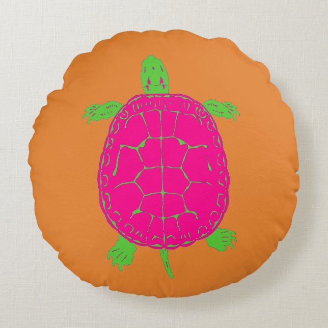Preppy Turtle Pillow Rundes Kissen (Vorderseite)