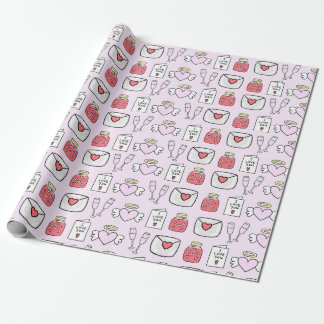 Preppy Valentins Icons Soft Pink Wrapping Paper Geschenkpapier