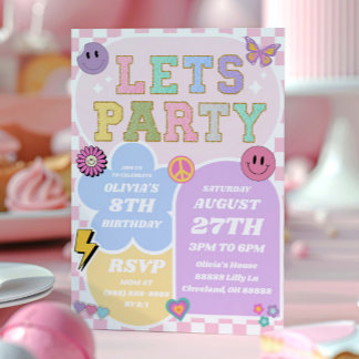 Preppy Varsity Patch Letter Retro Birthday Party Einladung