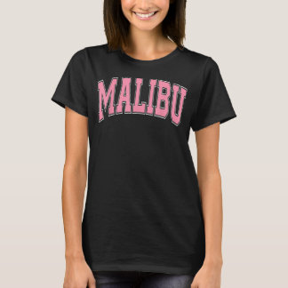 Preppy Varsity Style Pink Malibu Kalifornien T-Shirt
