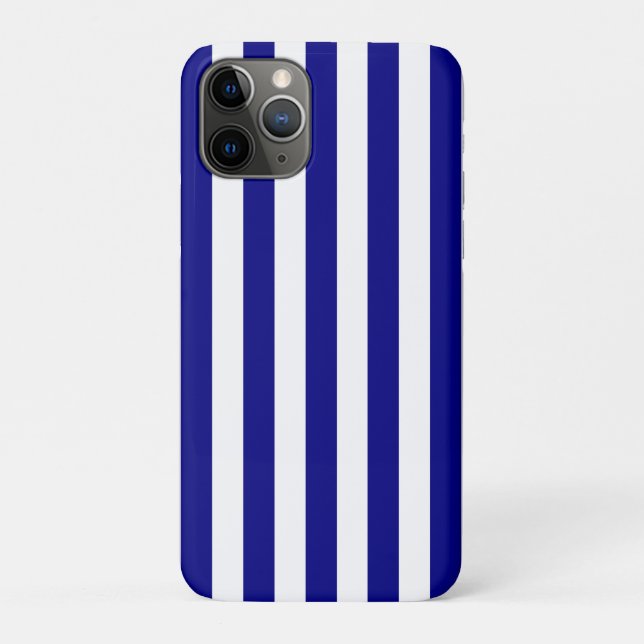 Preppy Vertikale Streifen Navy Blue White Striping Case-Mate iPhone Hülle (Rückseite)