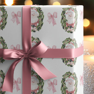 Preppy Vintage Stil Santa Weihnachtskränze Geschenkpapier