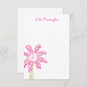 Preppy Wassercolor Palm Tree Monogram Mitteilungsk Dankeskarte