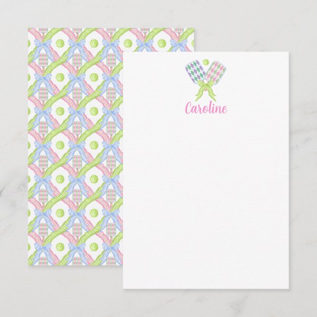 Preppy Wassercolor Raute Pickleball Paddle Dankeskarte (Vorne/Hinten)