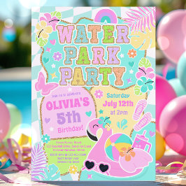 Preppy Water Park Party Niedlich Giro Pool Geburts Einladung