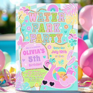 Preppy Water Park Party Niedlich Giro Pool Geburts Einladung