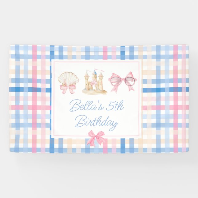 Preppy Watercolor Beach Party Banner (Horizontal)