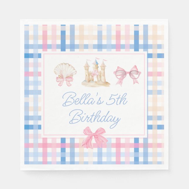 Preppy Watercolor Beach Party Serviette (Vorderseite)