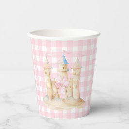 Preppy Watercolor Beach Sand Castle Party Pappbecher