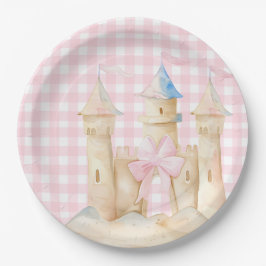 Preppy Watercolor Beach Sand Castle Party Pappteller