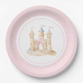 Preppy Watercolor Beach Sand Castle Party Pappteller