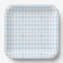 Preppy Watercolor Blue Gingham Pappteller