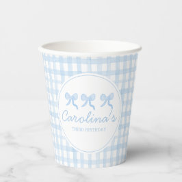Preppy Watercolor Blue Gingham Personalisiert Pappbecher
