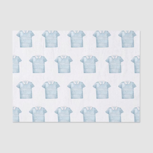 Preppy Watercolor Blue Monogram Golf Polo Shirt Seidenpapier (Vorderseite)