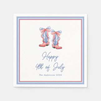 Preppy Watercolor Bows 4th Of July Invitation Serviette