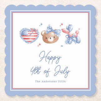 Preppy Watercolor Bows 4th Of July Invitation Untersetzer