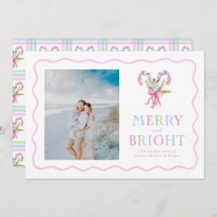 Preppy Watercolor Candy Canes Wavy Frame Feiertagskarte