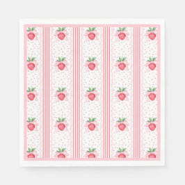 Preppy Watercolor Strawberries Berry Sweet Serviette