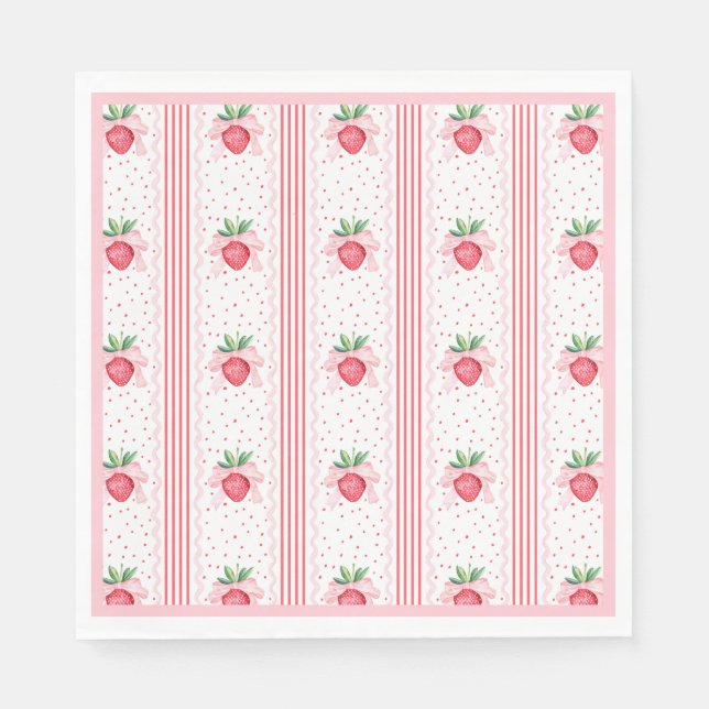 Preppy Watercolor Strawberries Berry Sweet Serviette (Vorderseite)
