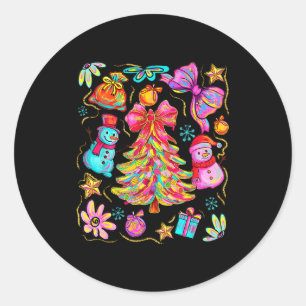 Preppy Weihnachten Coquette Schleife Spitze Fröhli Runder Aufkleber