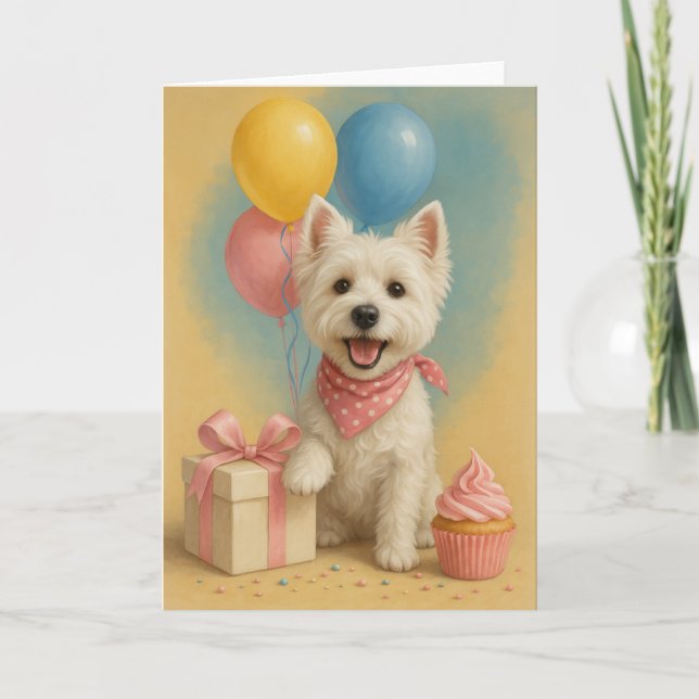 Preppy Westie Birthday Card Karte (Vorderseite)