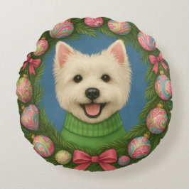 Preppy Westie Rundes Kissen