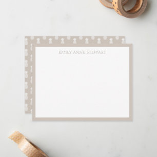 Preppy White Pineapels auf Beige Mitteilungskarte