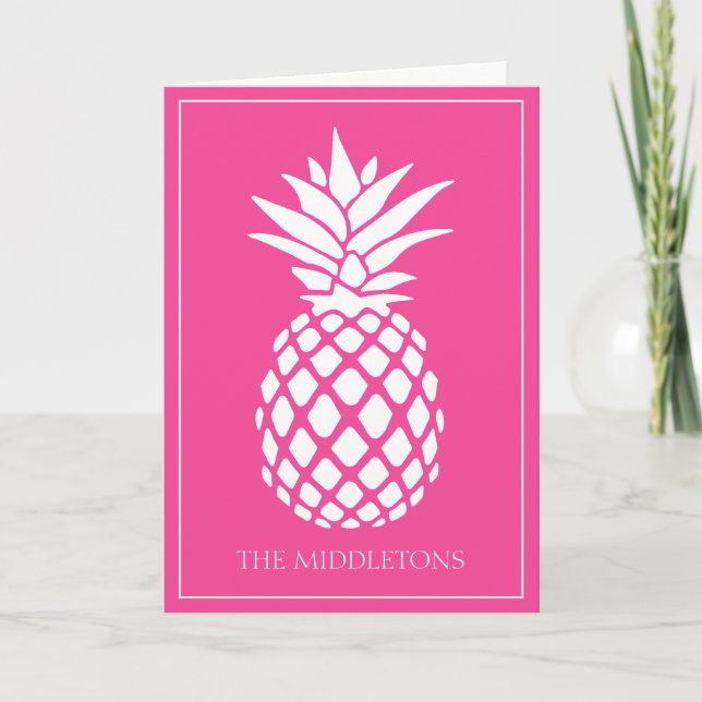 Preppy White Pineapple on Pink (Vorderseite)