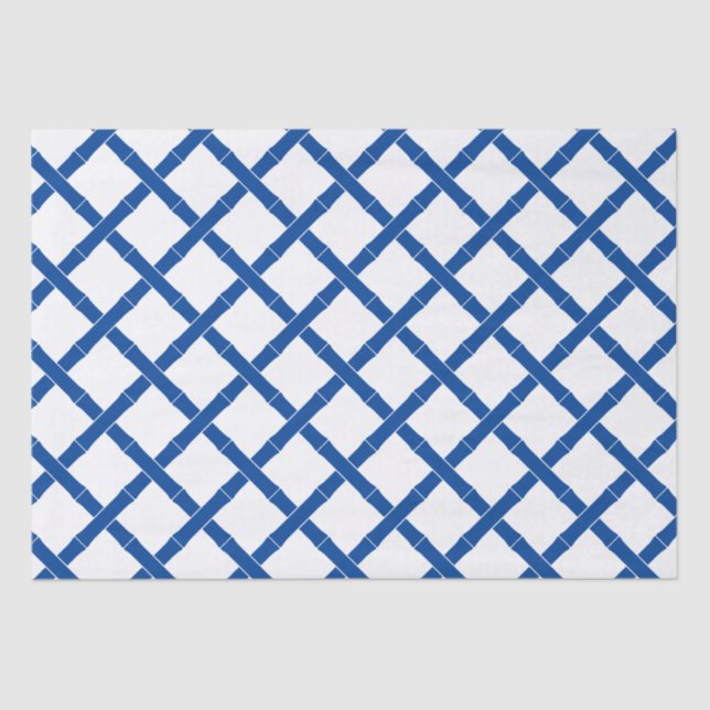 Preppy White und Blue Bamboo Seidenpapier (Vorderseite)