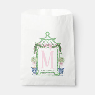 Preppy Wreath mit Pink Gingham Bow Babyparty Geschenktütchen