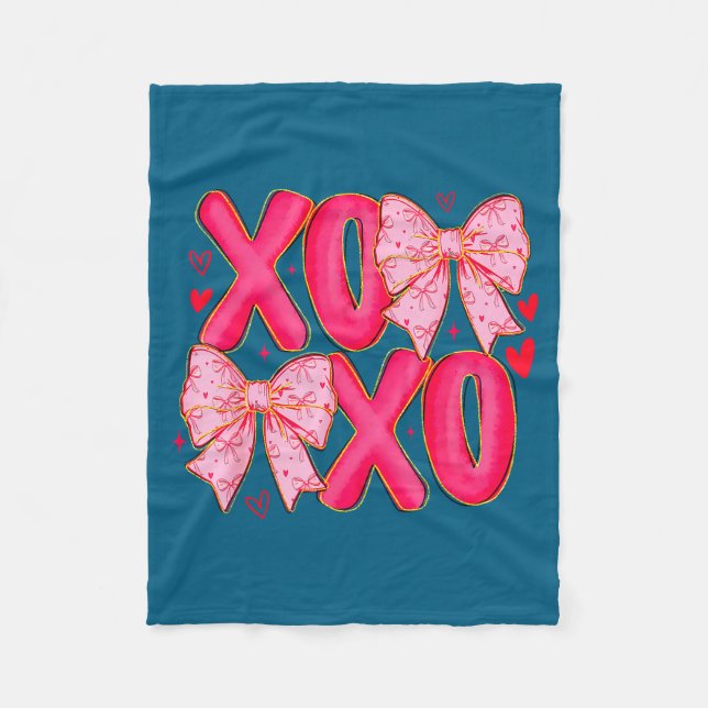 Preppy Xoxo Coquette Bow Hearts Valentine's Day Wo Fleecedecke (Vorderseite)